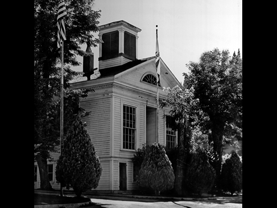 Completed 1854. On November 26, 1885, local carpenters erected wooden gallows in a yard adjacent to this courthouse for the execution of a 19-year-old Irish immigrant convicted of murder. The next day, the gallows was dismantled and stored in the attic of the courthouse until 1927, when startled county employees discovered it. Despite complaints that it was "not conducive to happy thoughts," the gallows was reerected adjacent to the courthouse and survived the 1947 fire that destroyed the building. Restored in 1988, the gallows is recognized as a California Historic Landmark and is listed on the National Register of Historic Places. Courtesy Department of Special Collections, University of California Library, Davis